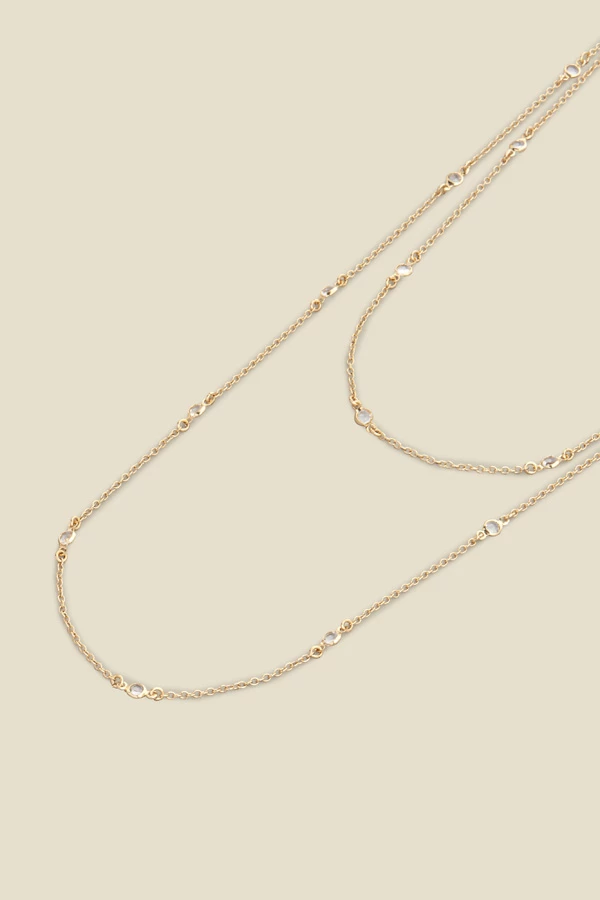 Gold Dainty Stone Long Layering Necklace 4 Gold Dainty Stone Long Layering Necklace - Image 2
