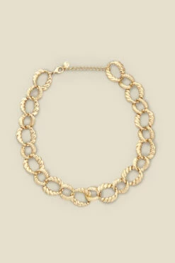 Gold Hammered Chunky Chain Necklace