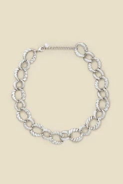 Silver Hammered Chunky Chain Necklace