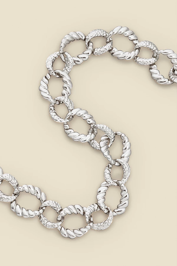 Silver Hammered Chunky Chain Necklace 4 Silver Hammered Chunky Chain Necklace - Image 2