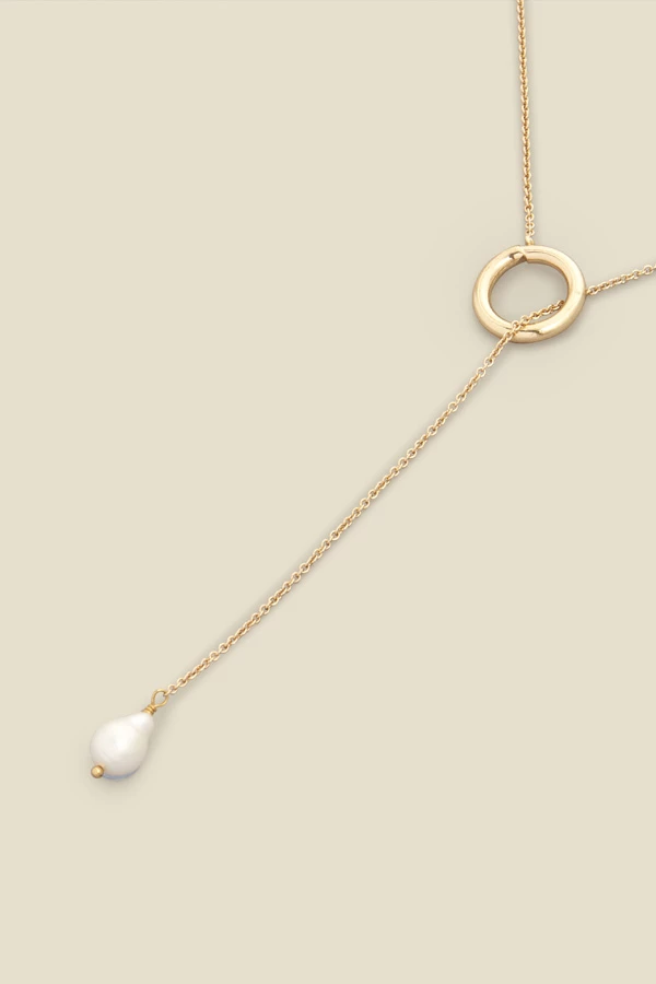 Gold Pearl Hoop Trim Necklace 5 Gold Pearl Hoop Trim Necklace - Image 3