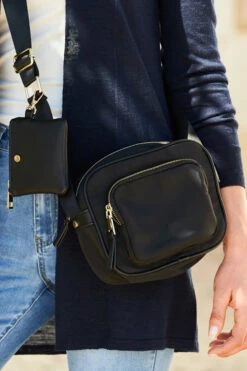 Black Nylon Square Cross Body Bag -SOSANDAR Sales s24 s21tk451be a20bd095 019 1