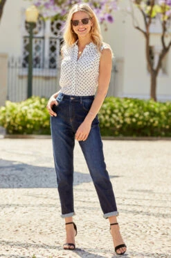 Dark Indigo Slim Leg Mom Jeans -SOSANDAR Sales s44 bd004io s21tw137 024 1