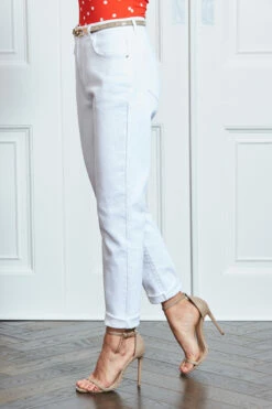 White Denim Slim Leg Mom Jeans 14 White Denim Slim Leg Mom Jeans -SOSANDAR Sales s77 s21tj166 046