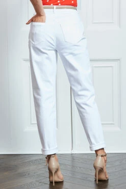 White Denim Slim Leg Mom Jeans 15 White Denim Slim Leg Mom Jeans -SOSANDAR Sales s77 s21tj166 069