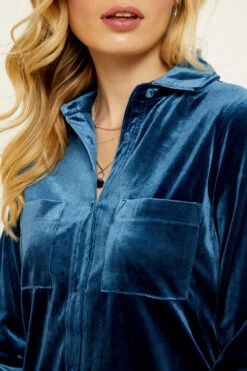 Sapphire Blue Luxe Velvet Shirt 13 Sapphire Blue Luxe Velvet Shirt -SOSANDAR Sales sa17tp18 12