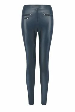 Navy Blue Leather Look Premium Leggings -SOSANDAR Sales sa18tr03be00350010