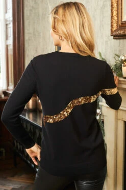 Black Gold Sequin Bow Knit Jumper 13 Black Gold Sequin Bow Knit Jumper -SOSANDAR Sales shot 19 sa17kr25bk0001 250