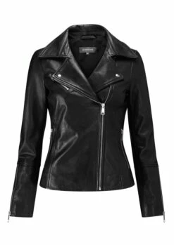 Black Leather Biker Jacket -SOSANDAR Sales small web sa17or01 black leather bicker jacket black