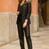 Black Sequin Relaxed Fit Blazer 2 Black Sequin Relaxed Fit Blazer -SOSANDAR Sales web 08 a20ow051bk 024