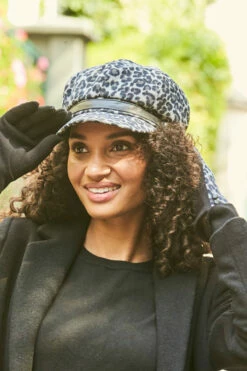 Oslo Leopard Print Baker Boy Hat -SOSANDAR Sales web 2 a21ow004bk a19tk115nl a21fw051bk aw19as04bk 164