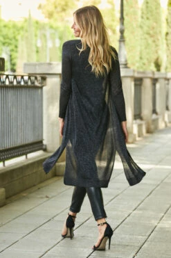 Pewter Metallic Super Sparkly Longline Cardigan -SOSANDAR Sales web 31 a21tk562 a21tk569 000191 1