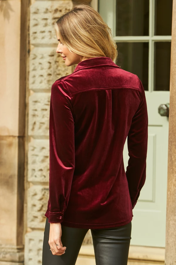 Burgundy Luxe Velvet Shirt 7 Burgundy Luxe Velvet Shirt - Image 5