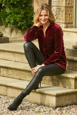 Burgundy Luxe Velvet Shirt 11 Burgundy Luxe Velvet Shirt -SOSANDAR Sales web 33 sa17tp18rd 071 2