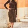 Chocolate Brown Leather Buckle Detail Pencil Skirt 2 Chocolate Brown Leather Buckle Detail Pencil Skirt -SOSANDAR Sales web 63 a20tk008pt s21sl002bn 041 1
