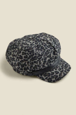 Oslo Leopard Print Baker Boy Hat -SOSANDAR Sales web a21ac010bkan a 1