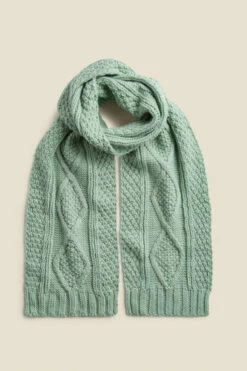 Kelly Mint Green Cable Knit Scarf