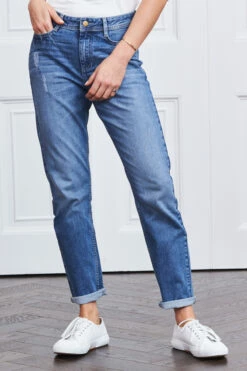 Mid Blue Relaxed Fit Boyfriend Jeans -SOSANDAR Sales web s17 s21bd017 s21fw010we 041