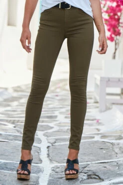 Khaki Green Perfect Skinny Jeans -SOSANDAR Sales web s72 s20bd002gn 055