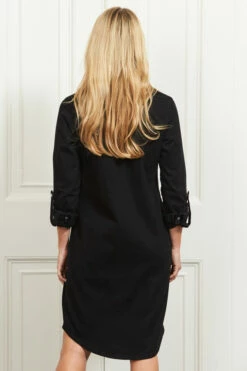 Black Denim Popper Front Relaxed Fit Shirt Dress -SOSANDAR Sales web s7 a20fw024mc0018 039