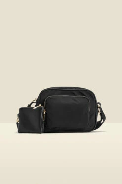 Black Nylon Square Cross Body Bag