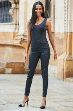 Pewter Metallic Super Sparkly Vest Top 14 Pewter Metallic Super Sparkly Vest Top -SOSANDAR Sales web twinset 133