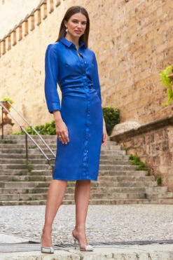 Cobalt Blue Faux Leather Popper Front Dress -SOSANDAR Sales web 08 s22dp008be0001.09 s22ow015bkwe01 022