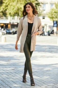 Khaki Green Leather Look Premium Leggings 9 Khaki Green Leather Look Premium Leggings -SOSANDAR Sales web 10 a21tk594 113 2