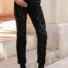 Black Textured Animal Print Coated Slim Leg Jeans 1 Black Textured Animal Print Coated Slim Leg Jeans -SOSANDAR Sales web 14 a22tj008gn0049 083 rt