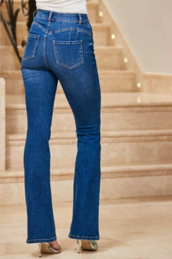 Indigo Blue Sculpting Kick Flare Jeans -SOSANDAR Sales web 15 s23ow037be0003 217