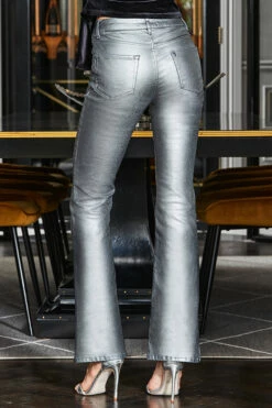 Pewter Metallic Premium Kick Flare Jeans -SOSANDAR Sales web 163 a22tv002 a22bd020mc0004 086 rt 1
