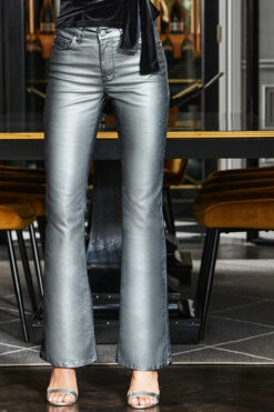 Pewter Metallic Premium Kick Flare Jeans -SOSANDAR Sales web 163 a22tv002 a22bd020mc0004 093 rt 1