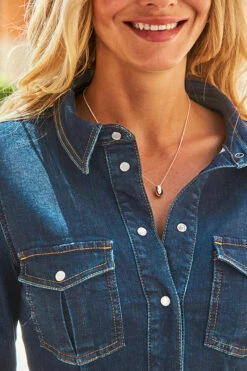 Mid Blue Popper Front Denim Shirt Dress 11 Mid Blue Popper Front Denim Shirt Dress -SOSANDAR Sales web 19 a21dd002 130 rt 1