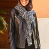 Black & White Dogtooth Print Scarf -SOSANDAR Sales web 20 a22ac012bk0001 093