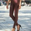 Burgundy Leather Look Seam Detail Premium Leggings -SOSANDAR Sales web 21 a19tk115bk a20bp009rd 237