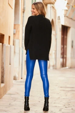 Cobalt Blue Leather Look Premium Biker Legging 9 Cobalt Blue Leather Look Premium Biker Legging -SOSANDAR Sales web 22 sa18tr01bk 084