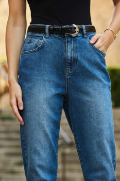 Mid Blue Slim Leg Mom Jeans -SOSANDAR Sales web 22 s22tj189bk0001 s20bd004be0010 130 1