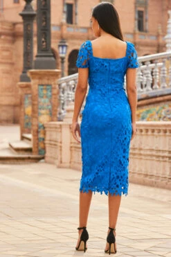 Cobalt Blue Luxe Lace Detail Pencil Dress 9 Cobalt Blue Luxe Lace Detail Pencil Dress -SOSANDAR Sales web 2303 04 s22dw064be0001 04 158
