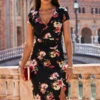 Black Floral Print Faux Wrap Midi Jersey Dress -SOSANDAR Sales web 2303 21 s23dj138bkfl01 21 0002