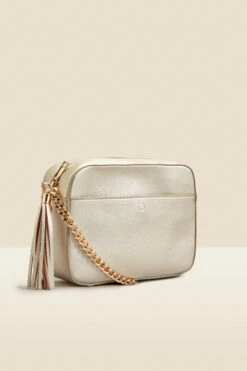 Gold Chain Detail Cross Body Bag With Tassel -SOSANDAR Sales web 2303 box s23ac040mc0003 b