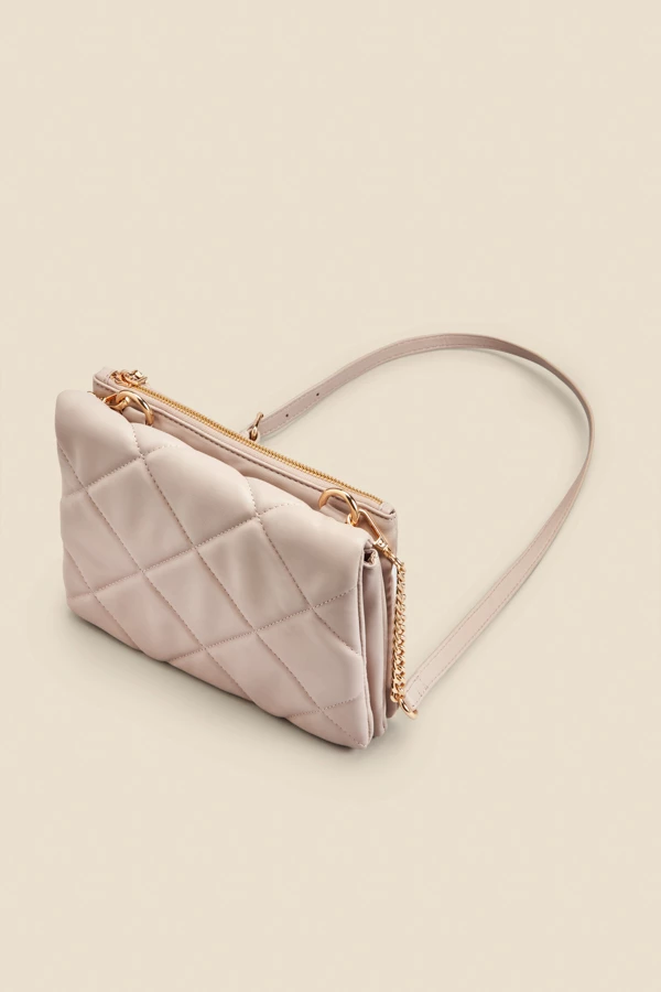 Taupe Quilted Cross Body Bag 5 Taupe Quilted Cross Body Bag - Image 3