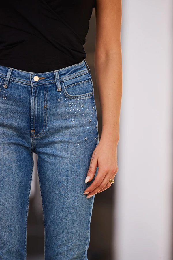 Indigo Blue Embellished Slim Leg Jeans 7 Indigo Blue Embellished Slim Leg Jeans - Image 5
