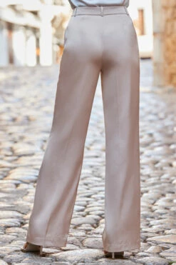 Champagne Gold Premium Satin Wide Leg Trousers -SOSANDAR Sales web 2306 01 s23bw048cm0002 01 446
