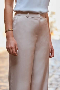 Champagne Gold Premium Satin Wide Leg Trousers -SOSANDAR Sales web 2306 01 s23bw048cm0002 01 478