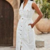 Ivory Belted Denim Midi Dress 1 Ivory Belted Denim Midi Dress -SOSANDAR Sales web 2306 118 s23dd054nl0006 118 245