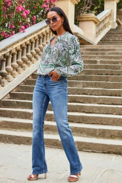 Mid Blue Mid Rise Bootcut Jeans 14 Mid Blue Mid Rise Bootcut Jeans -SOSANDAR Sales web 2307 55 s23tw179ivcv01 s23bd010be0010 55 126 rt 1