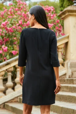 Black Chain Lace Up Shift Dress -SOSANDAR Sales web 2307 60 s23dw205bk0001 60 305