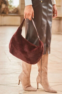 Brown Faux Fur Shoulder Bag