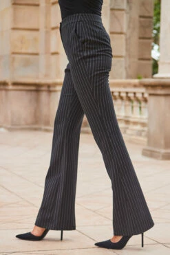 Black & White Pinstripe Kick Flare Trousers -SOSANDAR Sales web 2307 66 a23ow046bk0001 a23bw015bk0001 66 511
