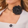 Black Corsage Neck Tie